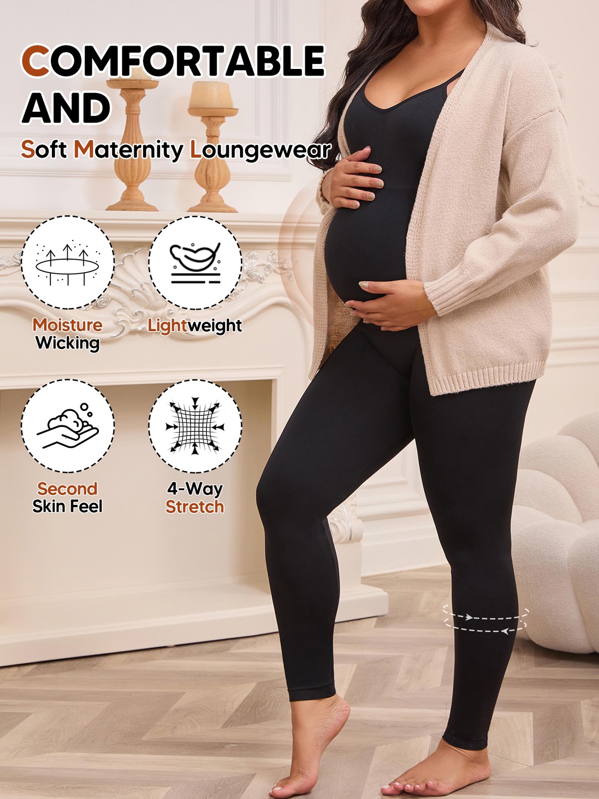 Maternity Workout Leggings Pregnancy Yoga Ribbed One Piece Seamless Tank Top
