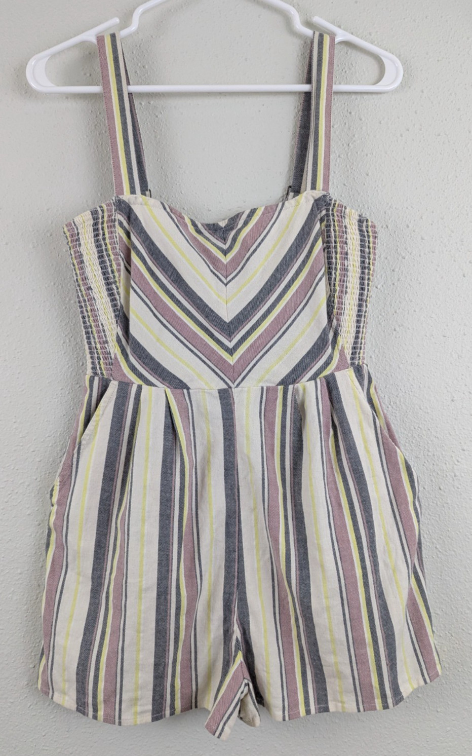Volcom JR sz S 4/6 Stone Beach Romper multi color stripes sleeveless tank 0416