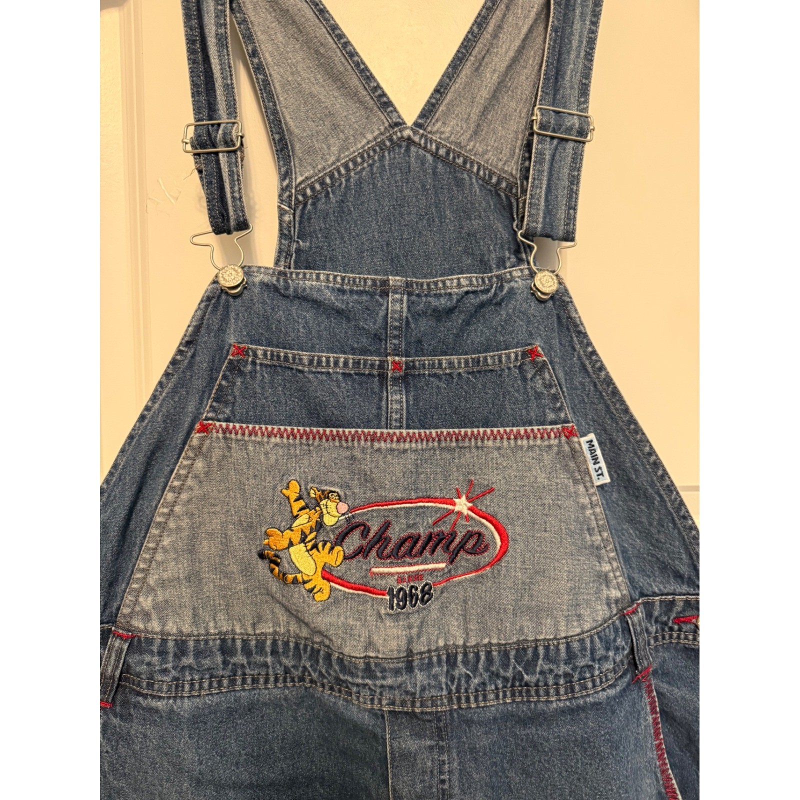 Disney Main Street Tigger Champ Denim Shortalls Womens 22W 24W Vintage Style