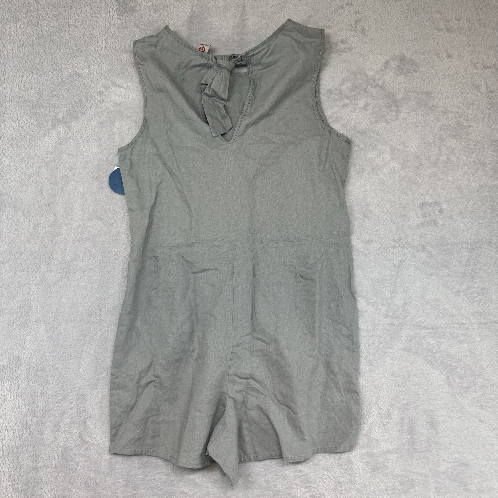 Junk Food Women Size M Disney Mickey Mouse Gray Embroidered Linen Blend Romper
