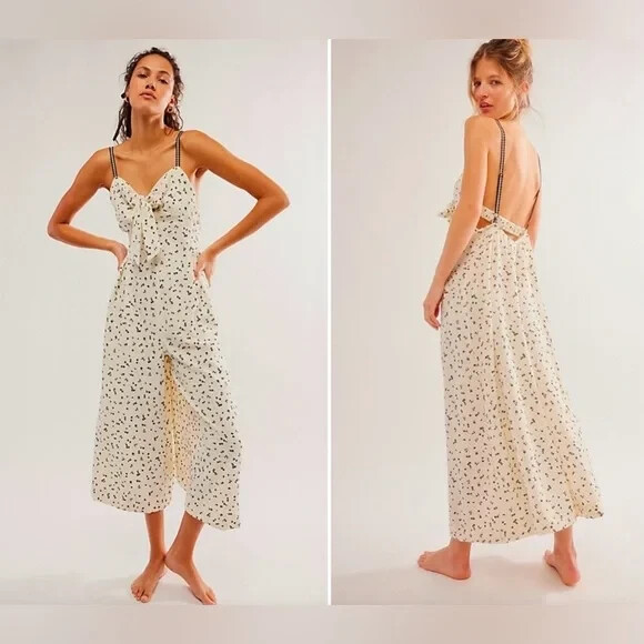 FREE PEOPLE Intimately Coming Home Romper Jumpsuit Wide Leg Sz XL Prairie NWOT