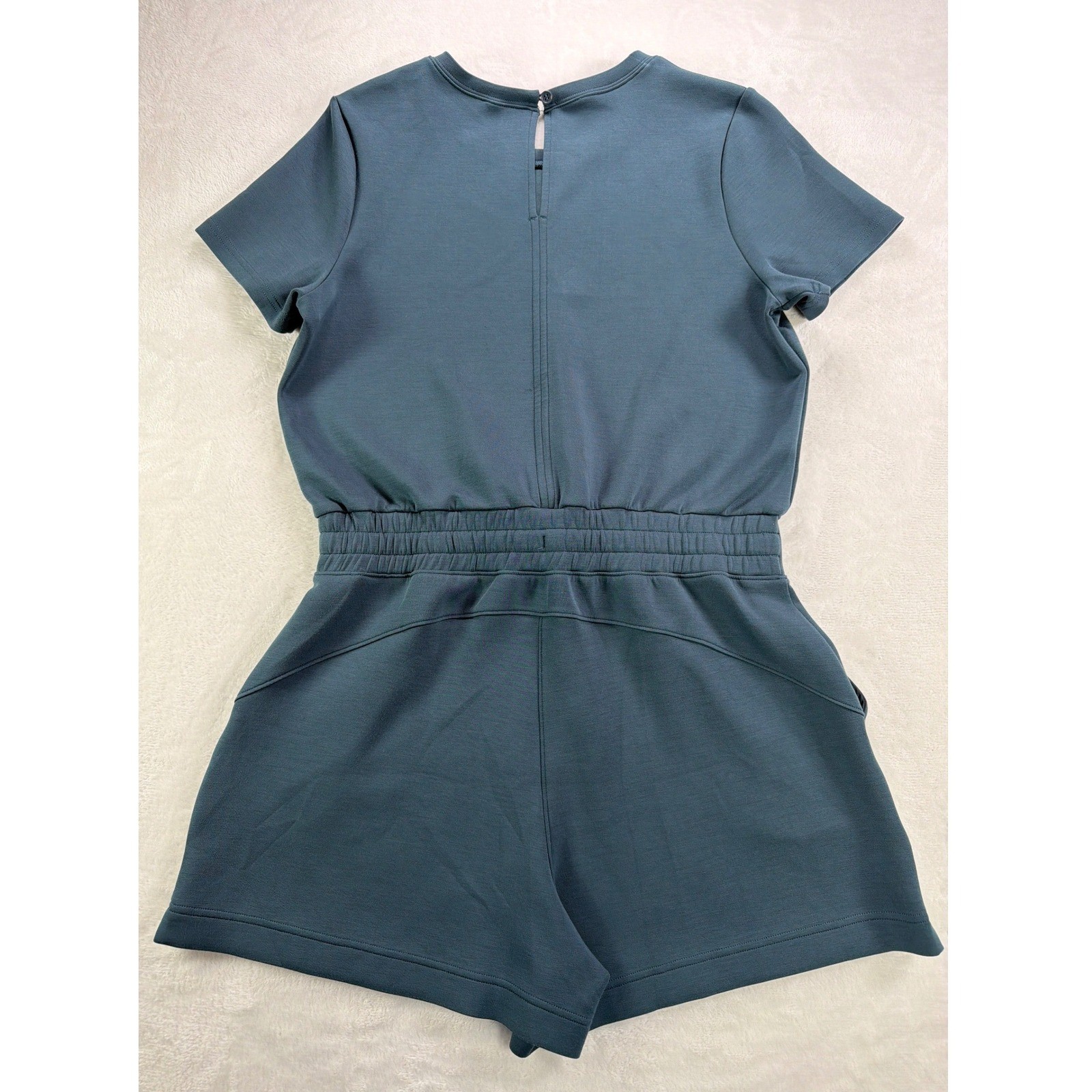 Spanx AirLuxe Romper Women’s Large Teal AirLuxe Modern Elegant Chic Travel