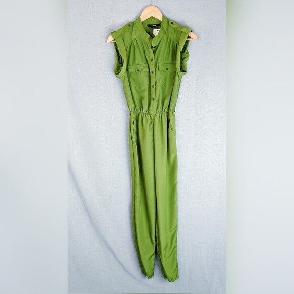 Toxik 3 Romper Pants womens s Green Silky Boho High Rise Skinny Hipster Artsy