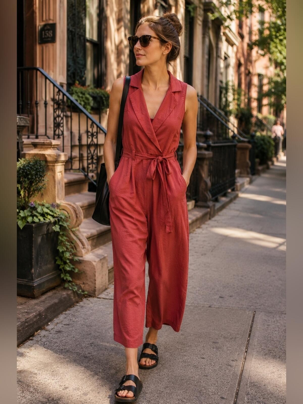Audrey Parks Francesca’s Sleeveless Belted Jumpsuit Pink Large
