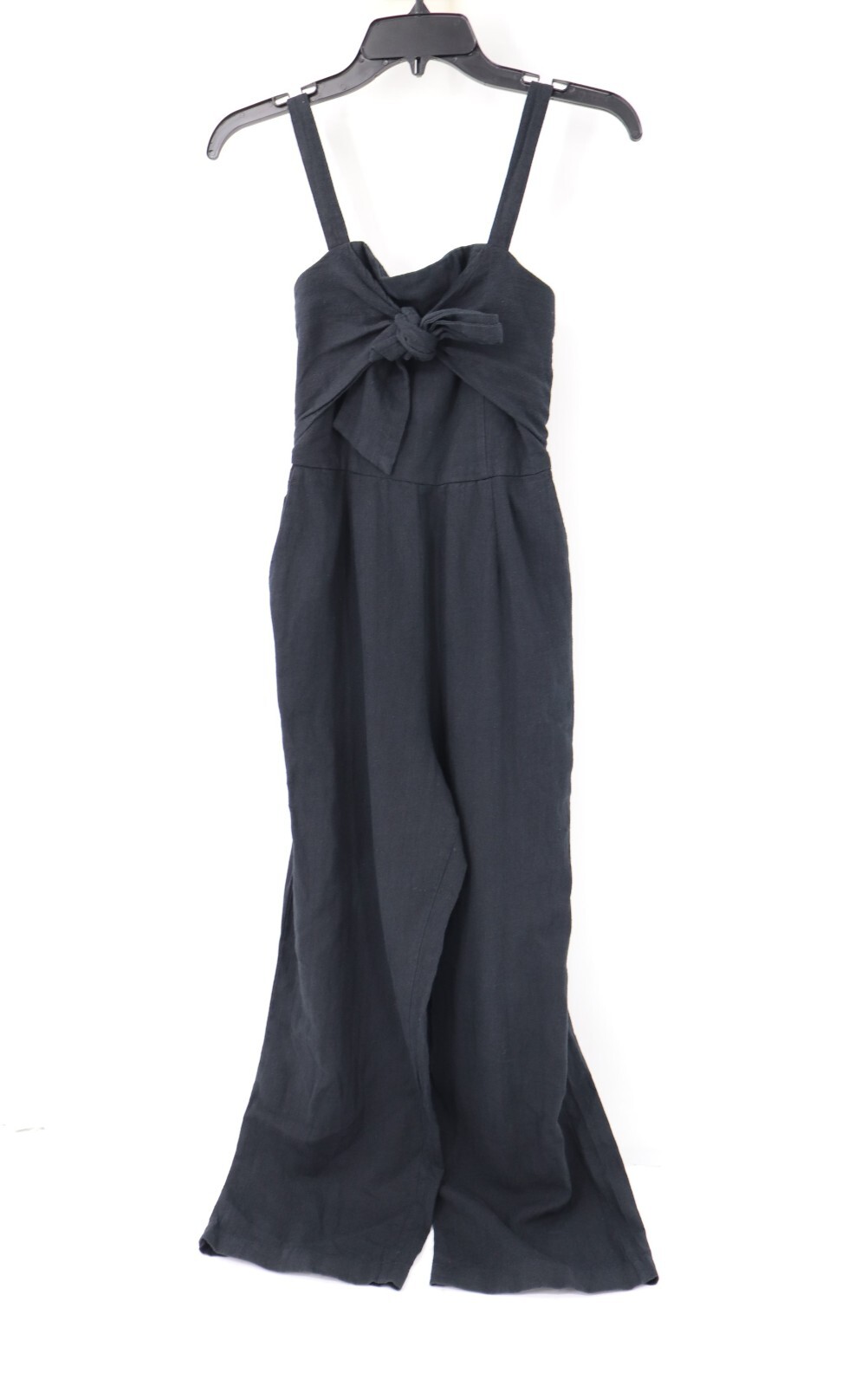 Abercrombie & Fitch Jumpsuit Womens XS Black Cotton Lyocell Tie Front One Piece
