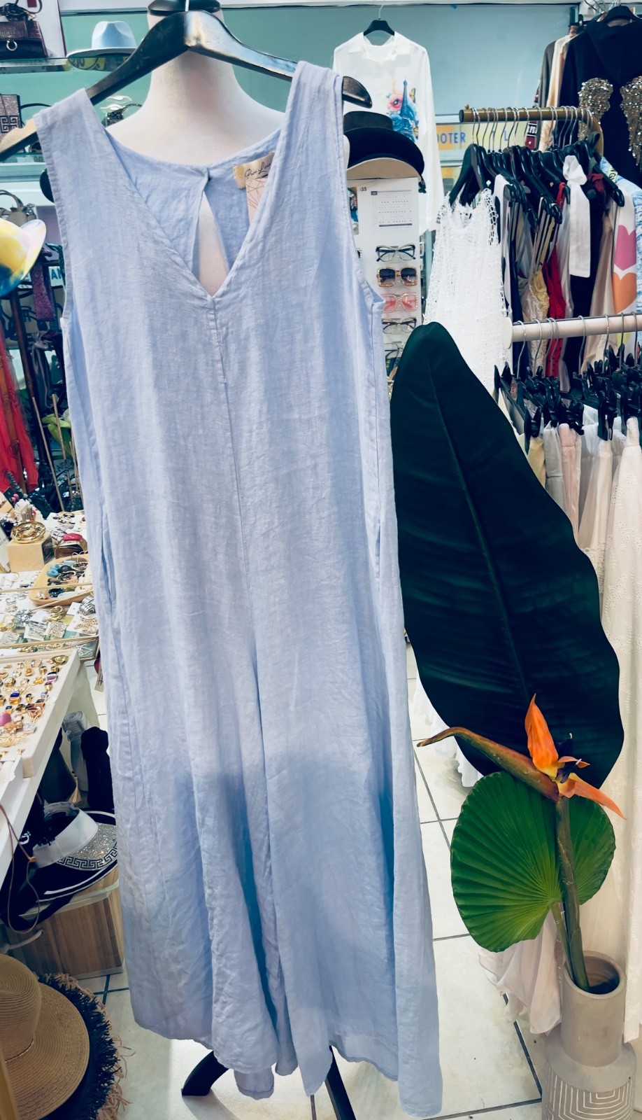 100% linen jumpsuit, made in Italy