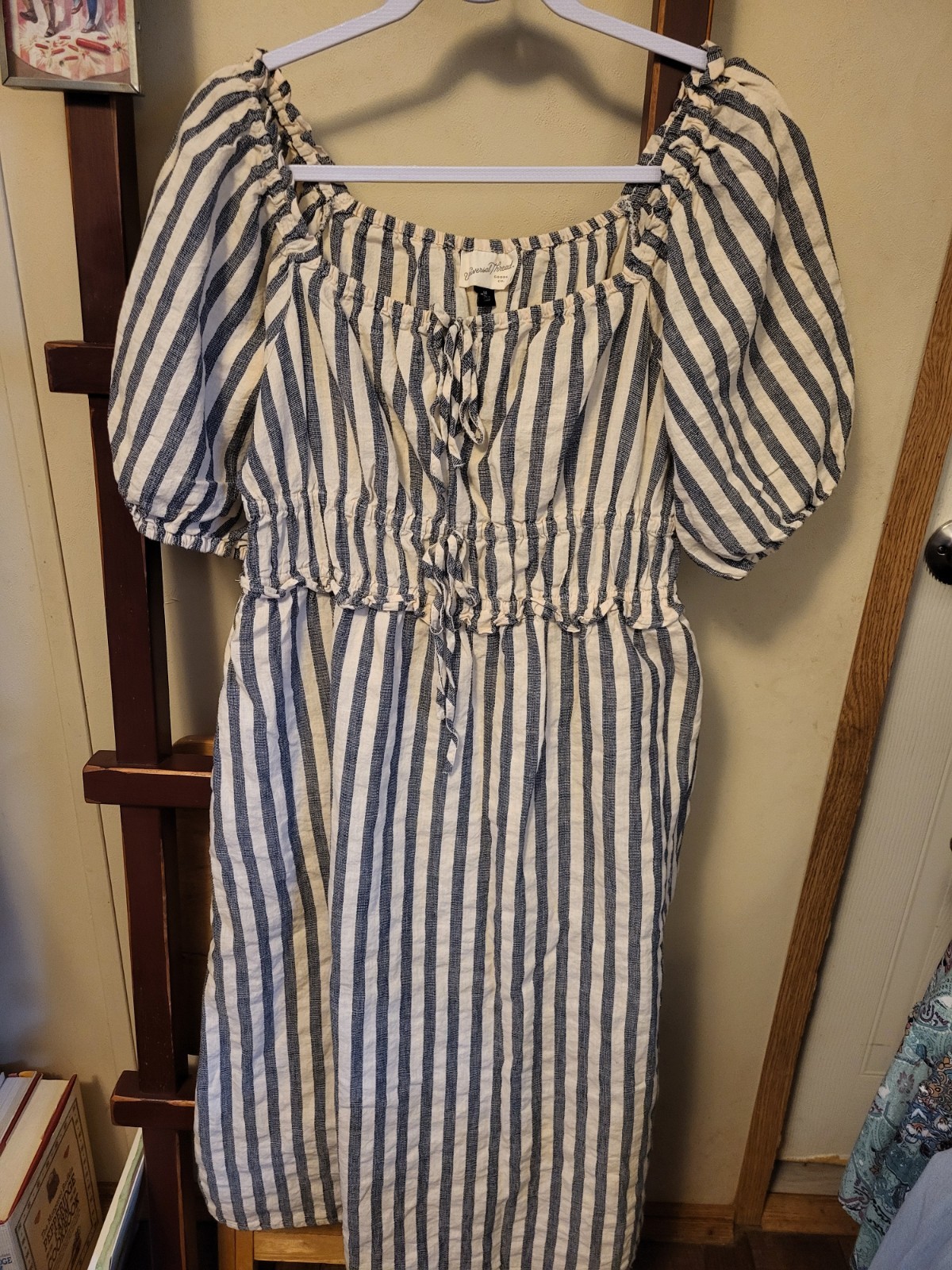 Universal Thread Women’s Blue/White Striped Linen-Cotton Dress Size Medium