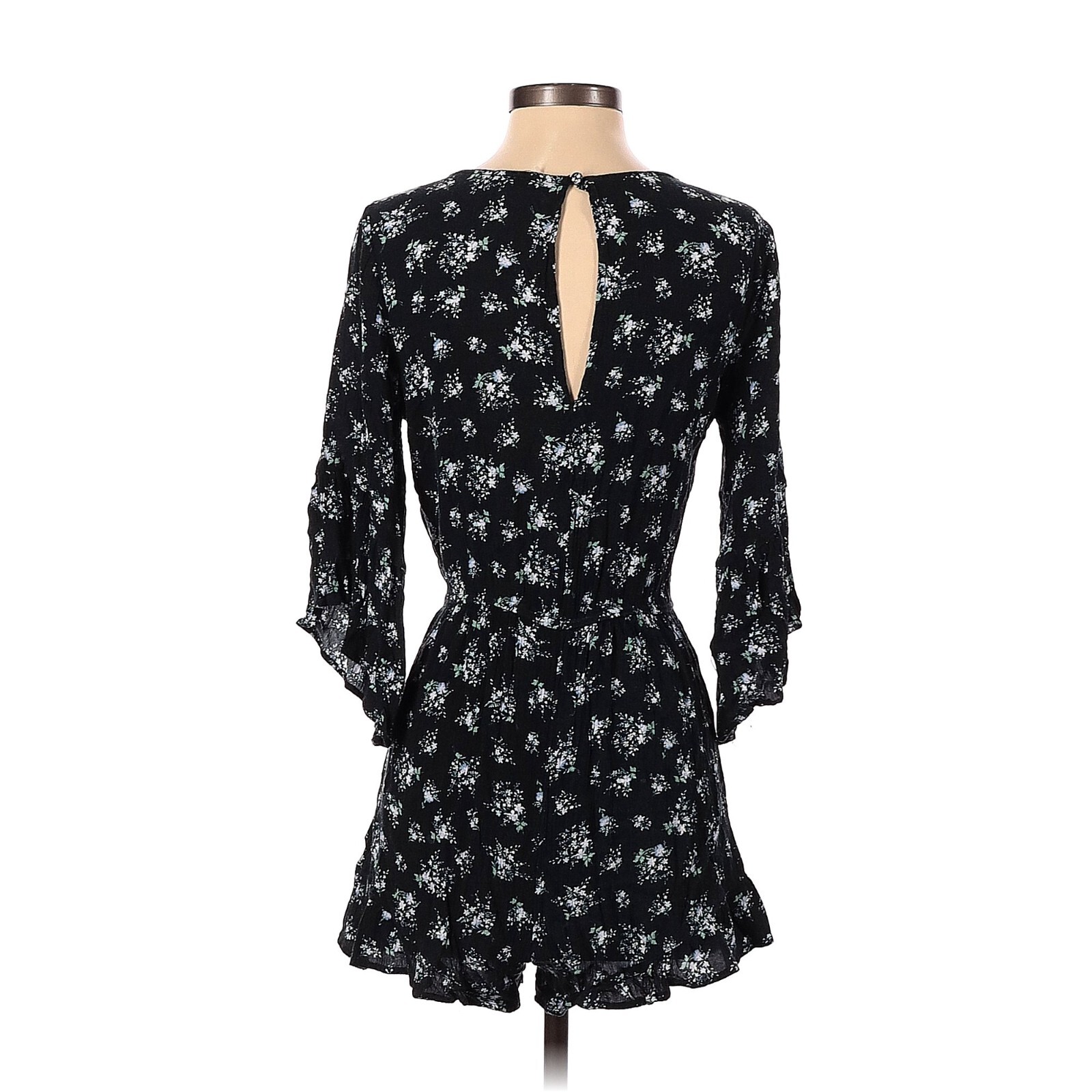 American Eagle SMALL Navy Blue Floral Short & Sweet 3/4 Sleeve Romper Flowy