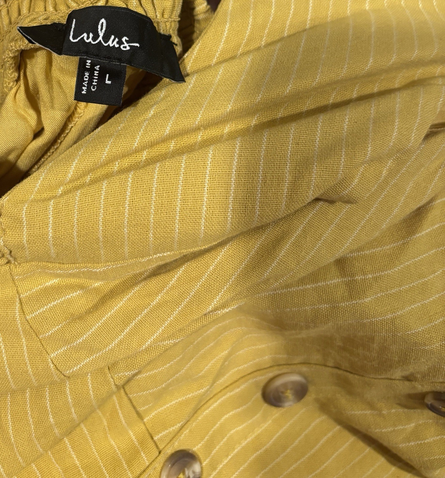 Coastal Air Mustard Yellow Striped Tie-Back Culotte Jumpsuit Size Large