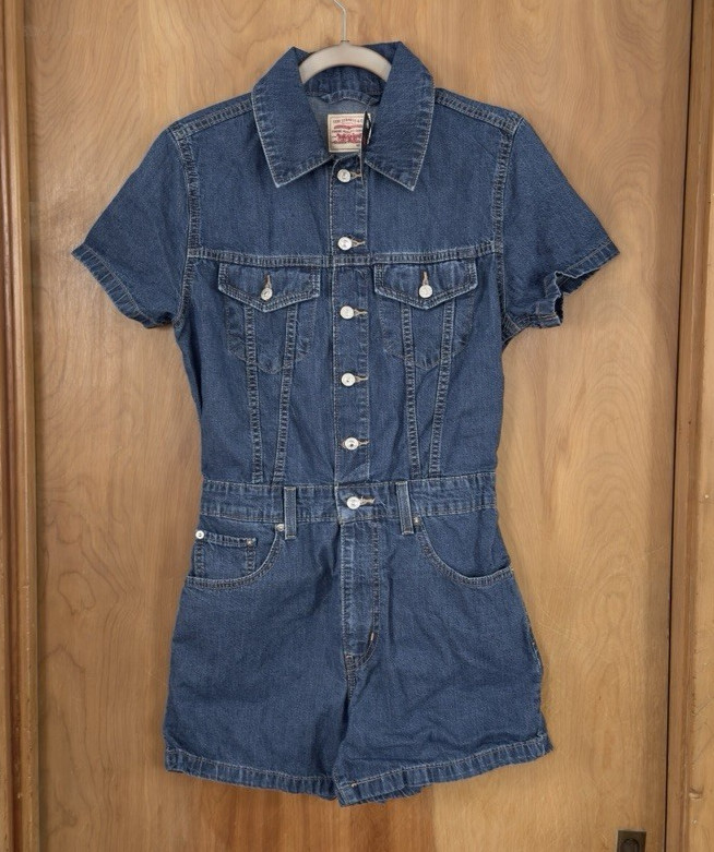 Levi’s Women’s Type III Short Sleeve Medium Wash Denim Romper Dress Size XS NWT