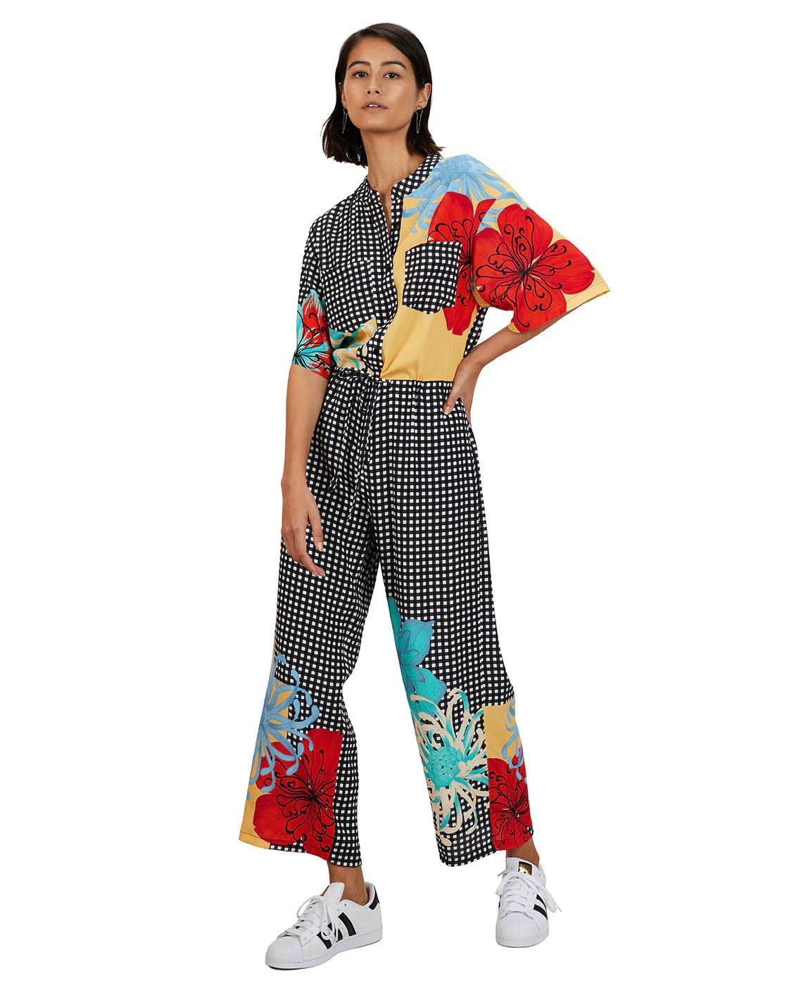 NWT THE KIT NYC Issa jumpsuit gingham camellia size 8 $158 retail
