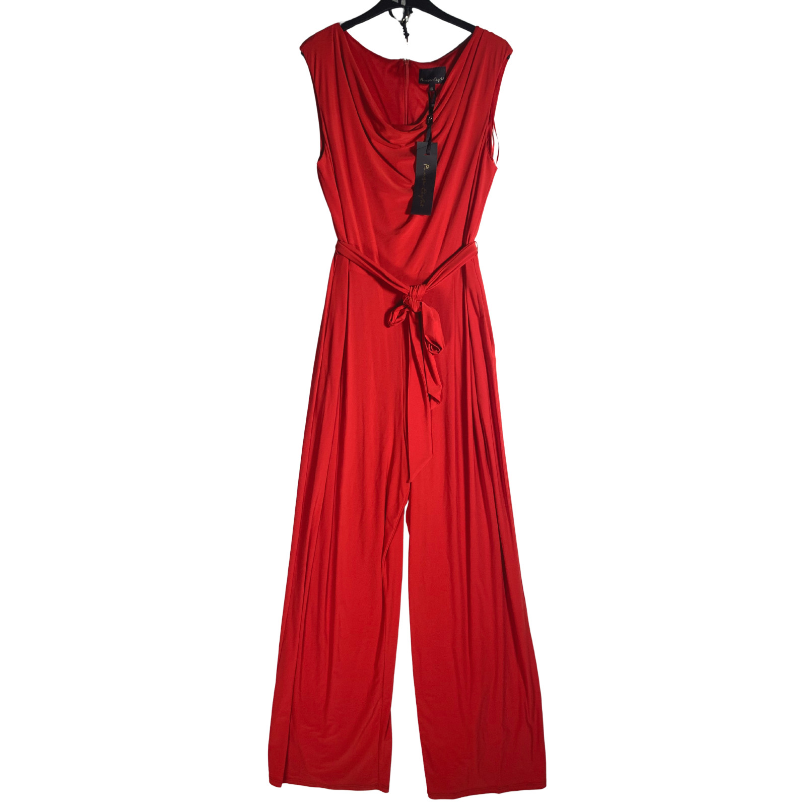 Phase Eight Jumpsuit Size 14 Tomato Red Belted Jacqueline Cowl Neck Sleeveless