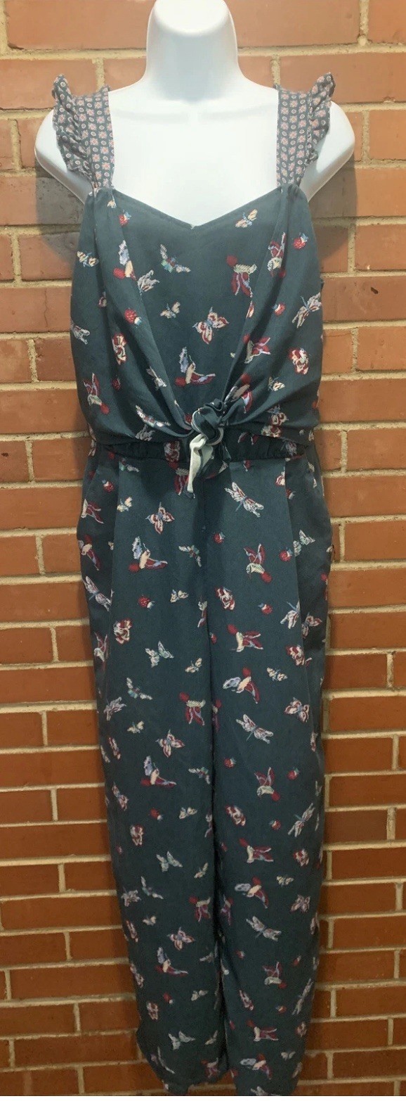 Women’s Matilda Jane Evergreen Dream Jumpsuit Romper Tank Green Birds Small