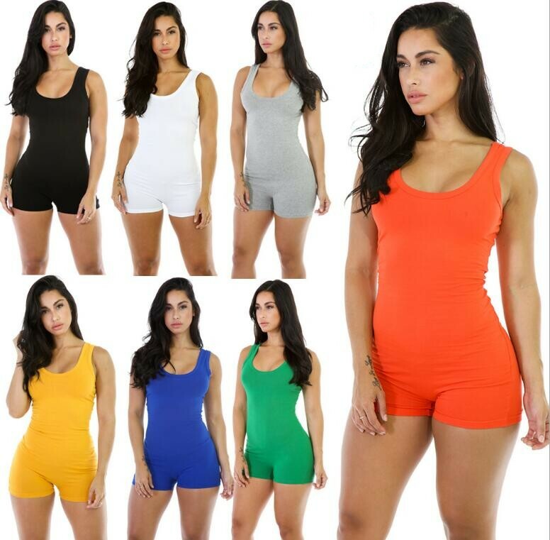 1X Women’s Sleeveless Short Romper Jumpsuit Bodysuit Stretch Leotard Top Blouse
