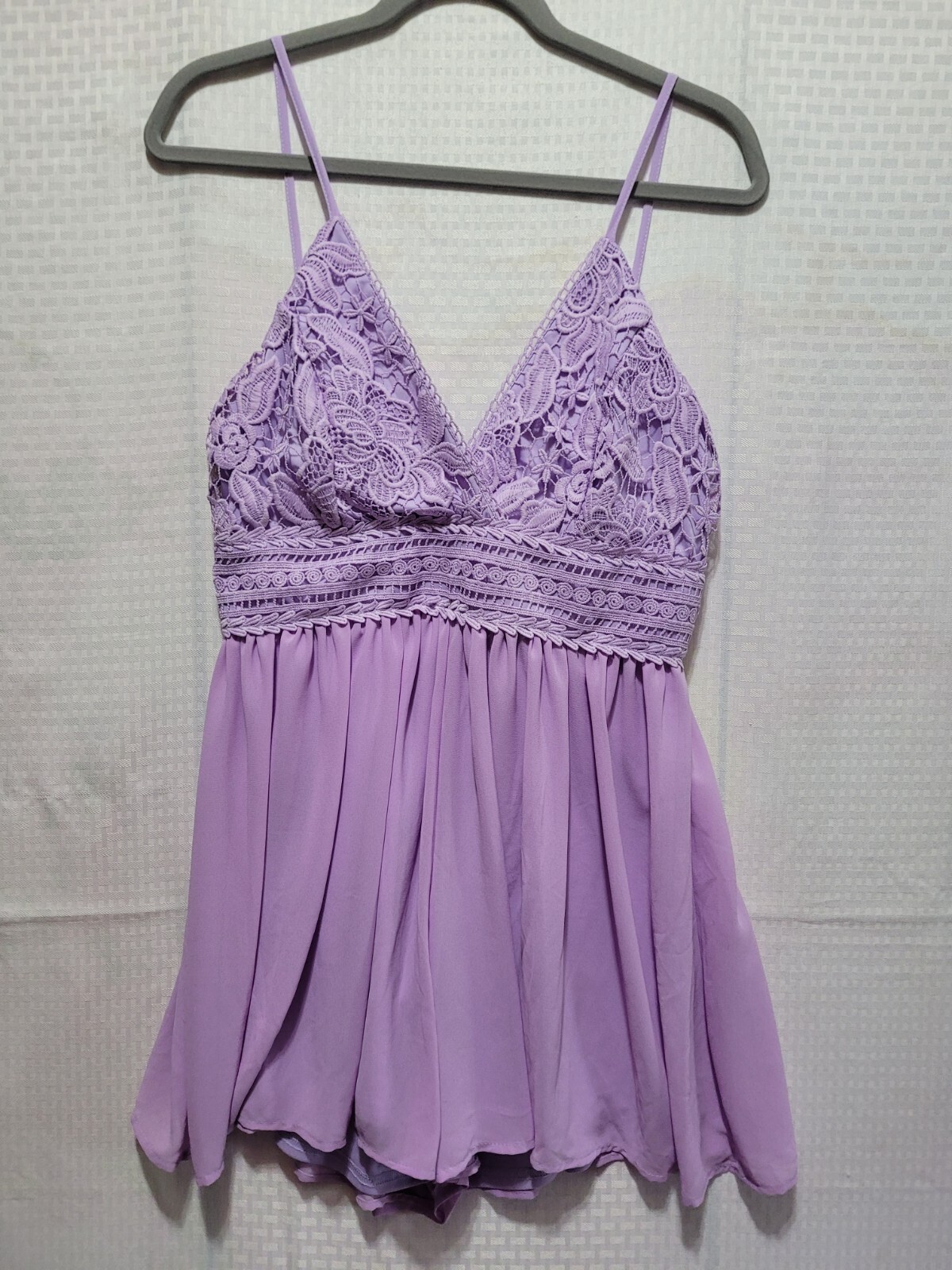 Revamped Romper Size M Purple Lilac Embroidered Lace Adjustable Straps NWT