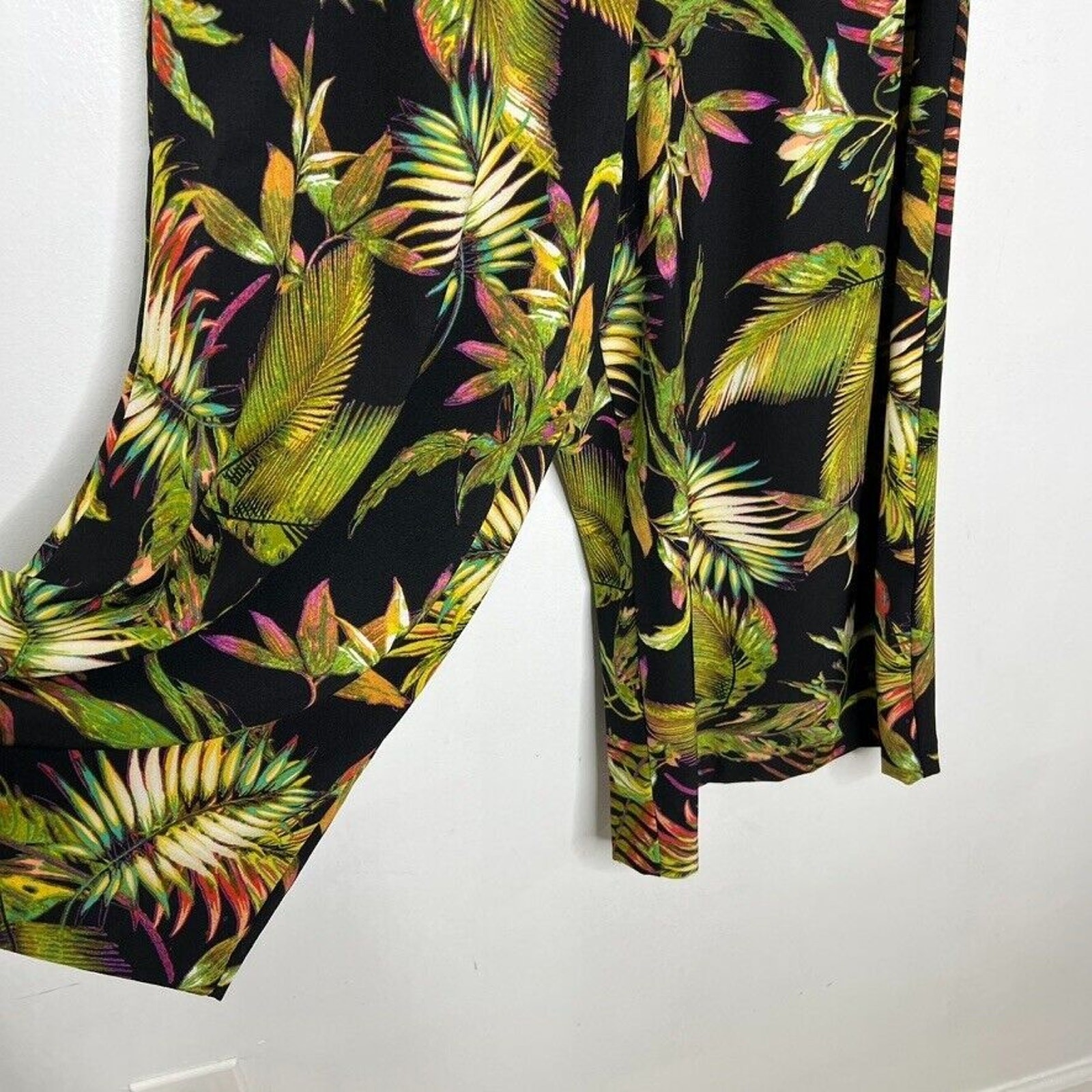 Emma & Michele Vacation Tropical Palm Leaf Sleeveless Jumpsuit 10 Green Black