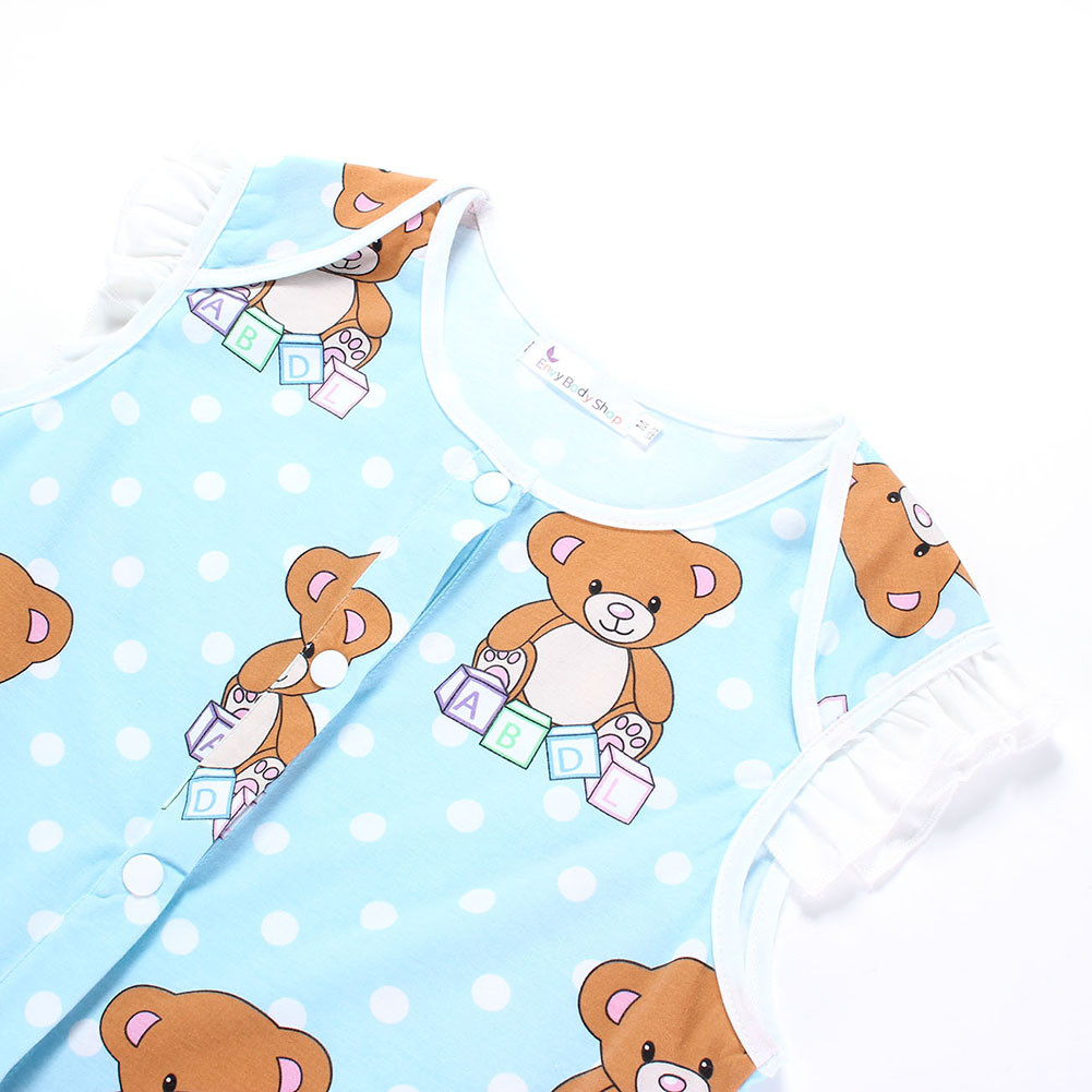 Adult Snap Crotch Romper, Button Down, Nursery Bear