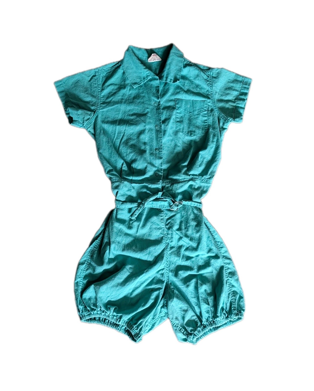 Vtg 1950’s/60’s Moore Romper School Gym Suit Size 14 Girls / Women’s Teal Rare!