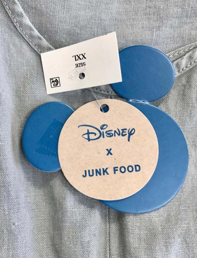 Disney Embroidered Mickey Mouse Romper Plus Size 2X Gray Blue Pockets New NWT