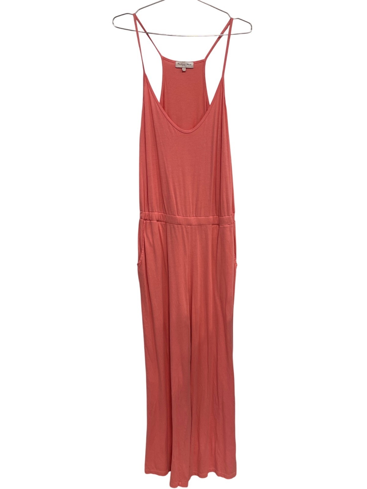 Michael Stars Wide Leg Jumpsuit Size Large Sleeveless Relaxed Fit Pockets Coral