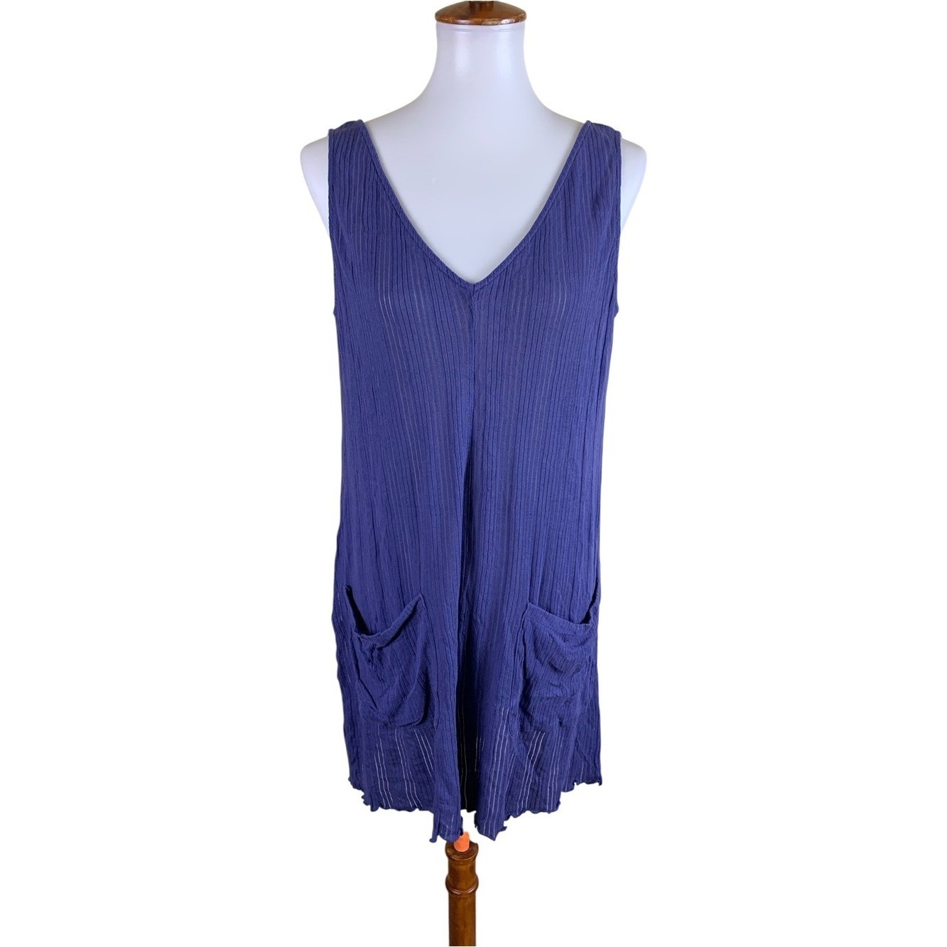 Pact Purple Ribbed Sleeveless Romper Pockets Boho Oversized Medium