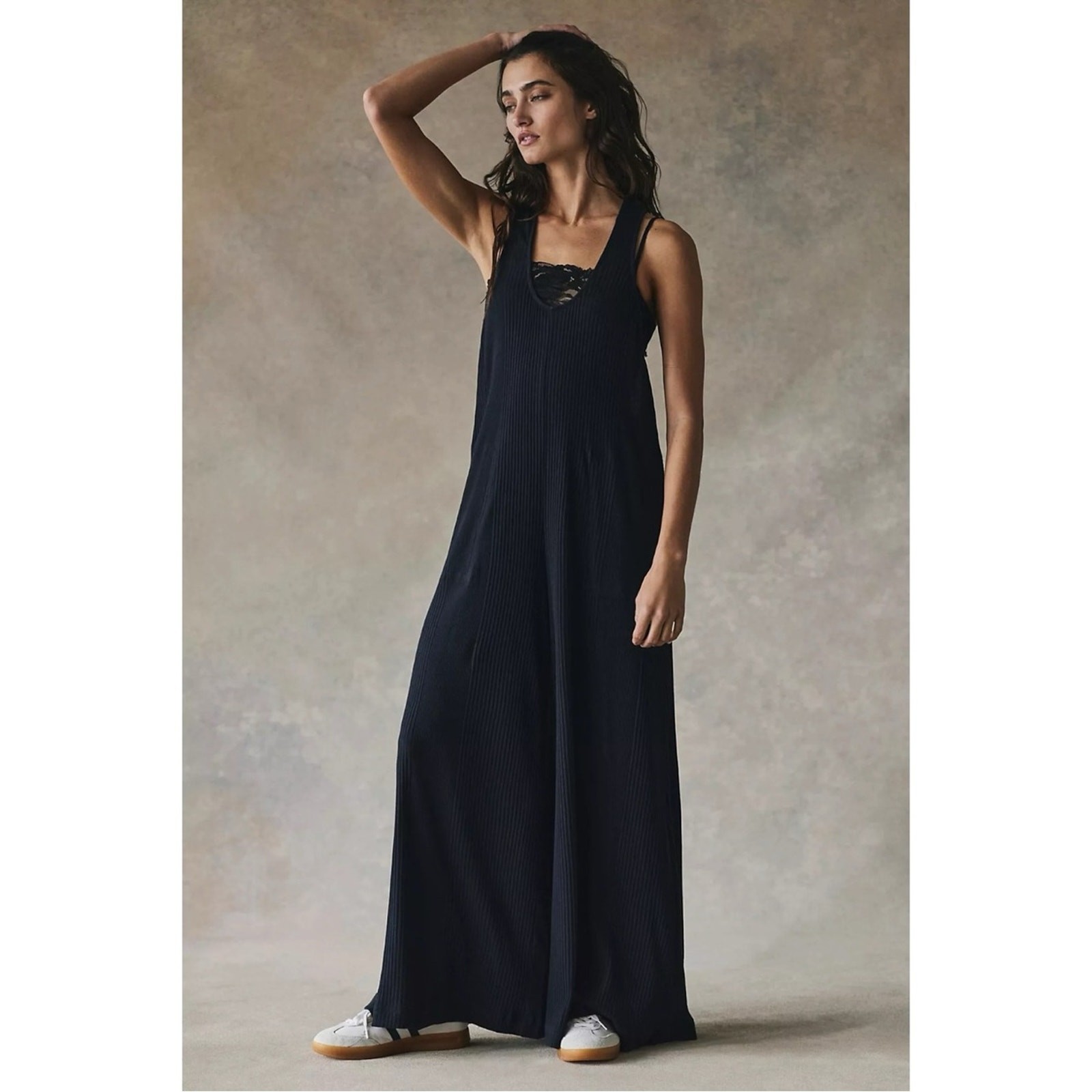 Free People Bohemian Zena One Piece Wide Leg Jumpsuit Black Size Small NWT