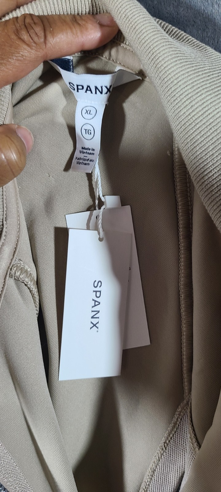 SPANX AirEssentials Pique Sleeveless Jumpsuit Ashwood Beige Taupe Size XL $148