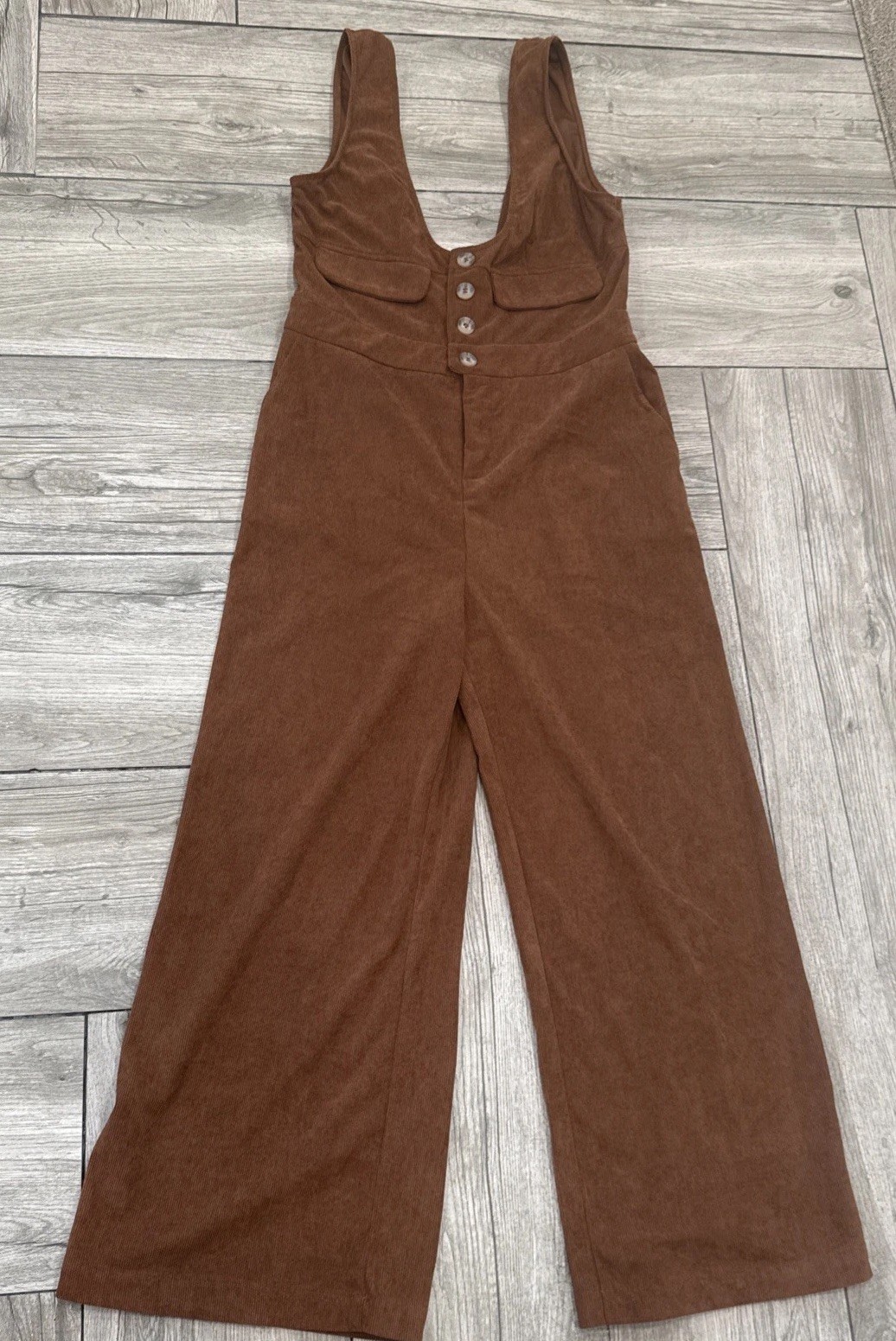 Cider Women’s Size Medium Brown Corduroy Wide Leg Boho Overalls Jumpsuit