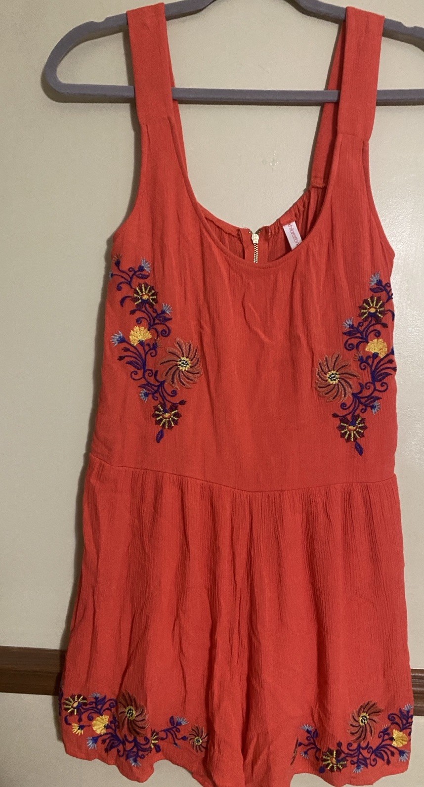 Embroidered Orange Shorts Outfit Romper Xhilaration Outfit Sz. M