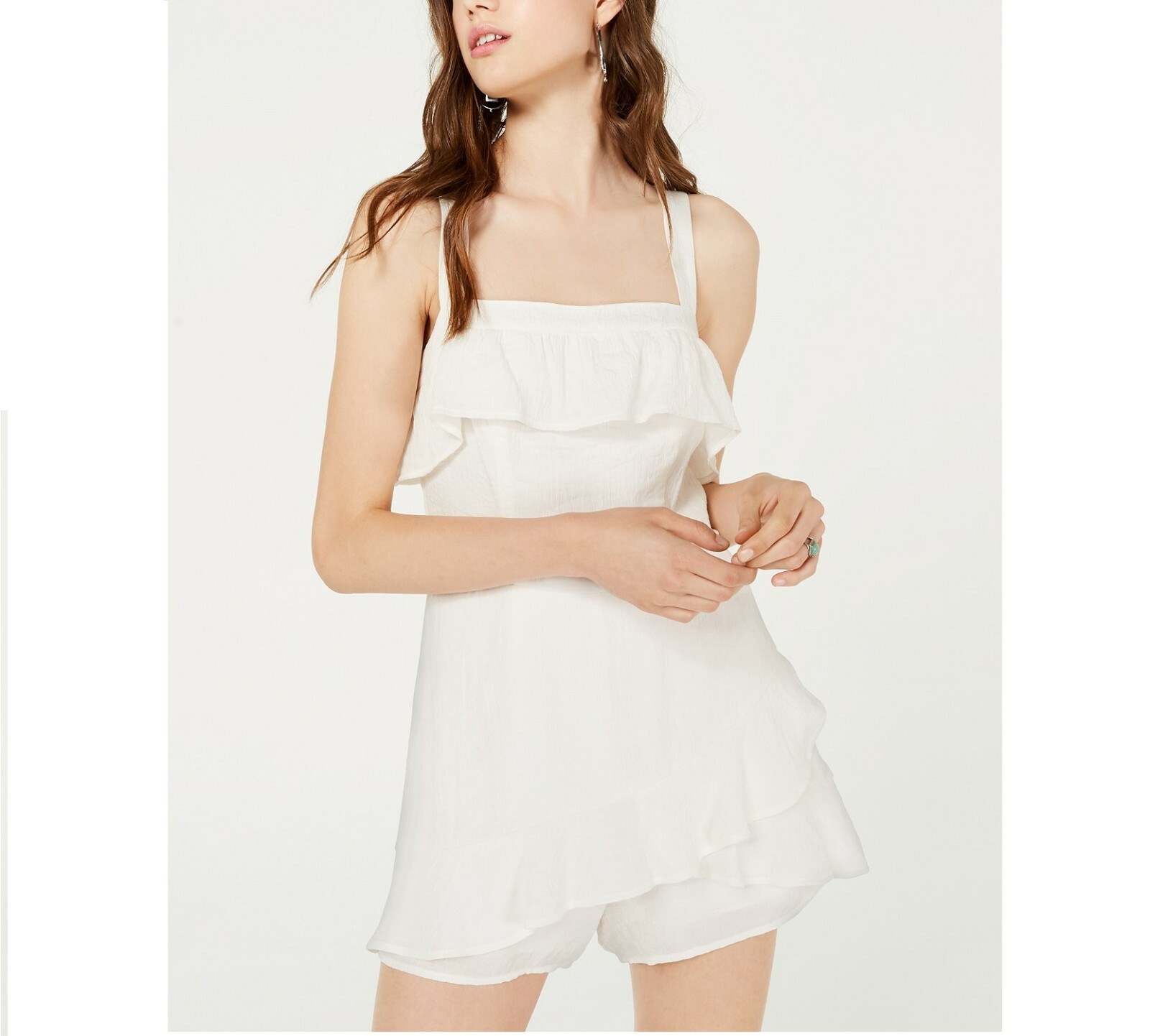 City Studio Junior Womens 3 White Sleeveless Tie Back Ruffled Skort Romper NWT