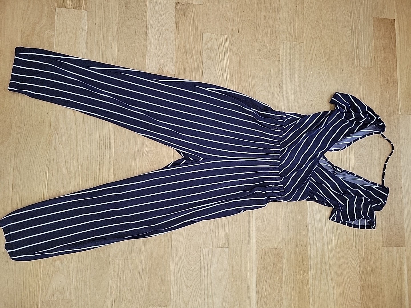 Express Jumpsuit Striped Straight Leg Cinch Waist Express Sz Medium