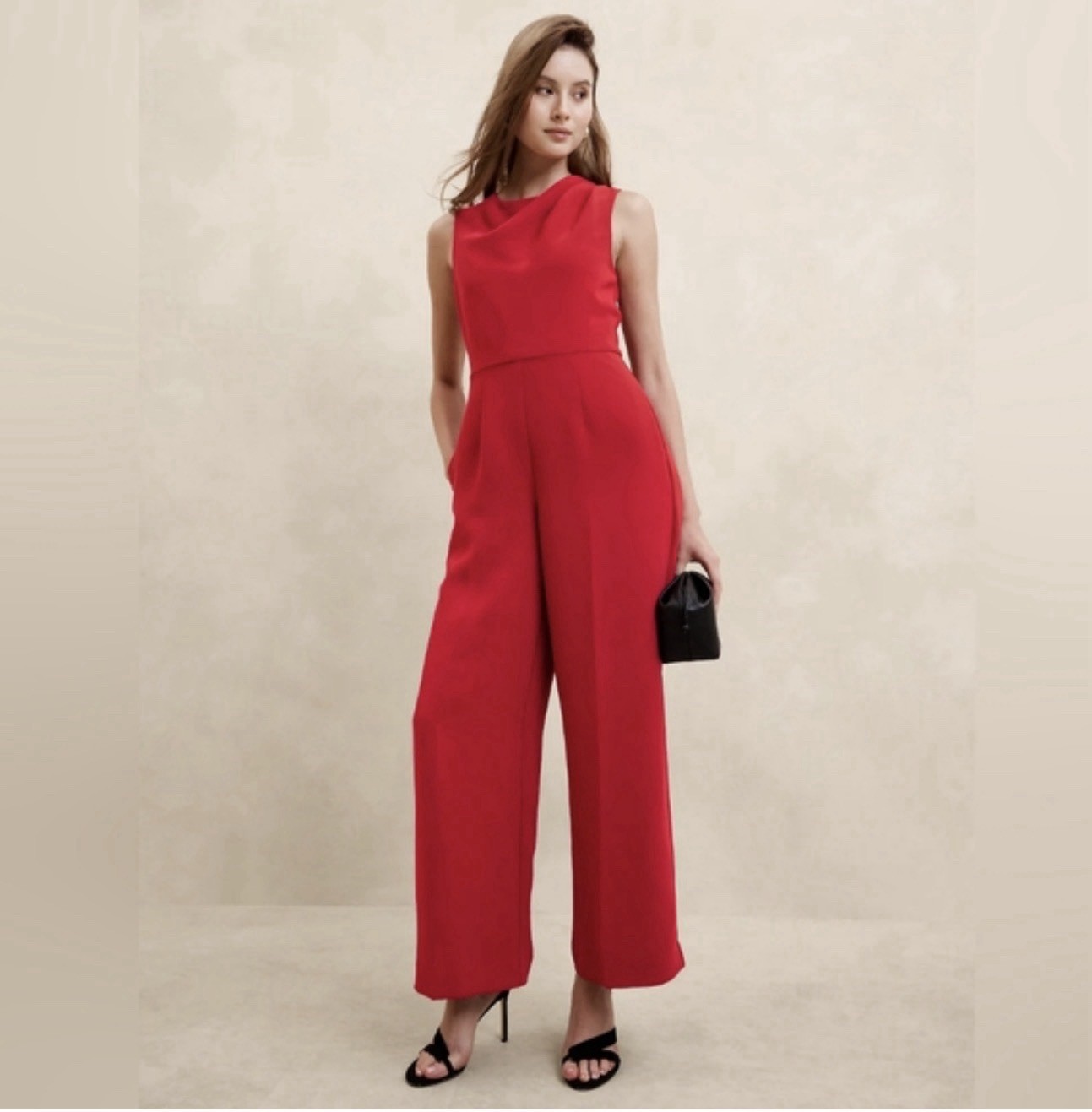 Banana Republic Cowl-Neck Red Jumpsuit Womens sz. 2 NWT Career
