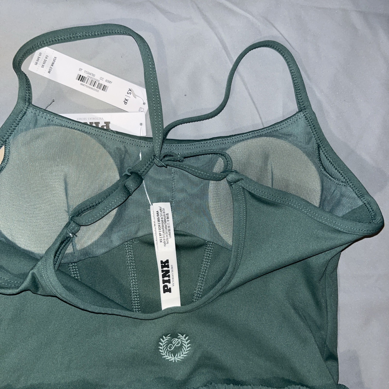 PINK Victoria’s Secret Romper Womens XS Green Ultimate Runsie Athletic