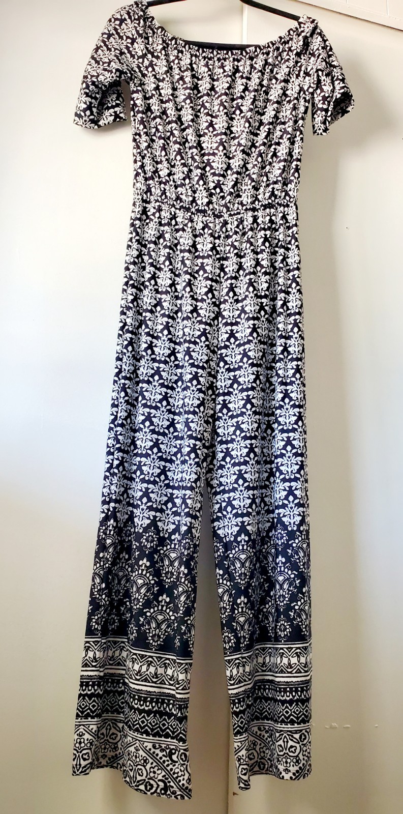 TACERA Petite Women Jumpsuit Black & White Medium