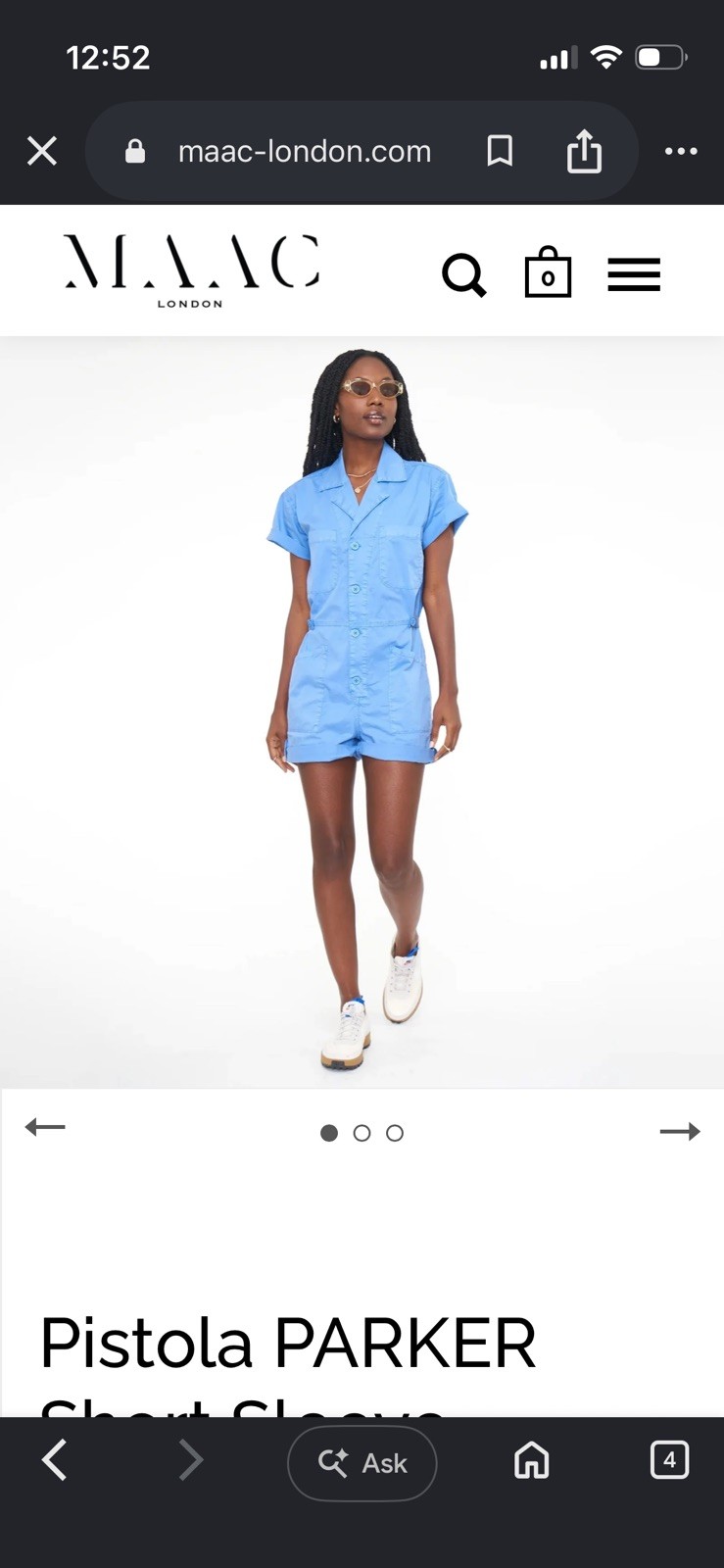 Pistola PARKER Short Sleeve Romper Button front closure, adjustable button waist