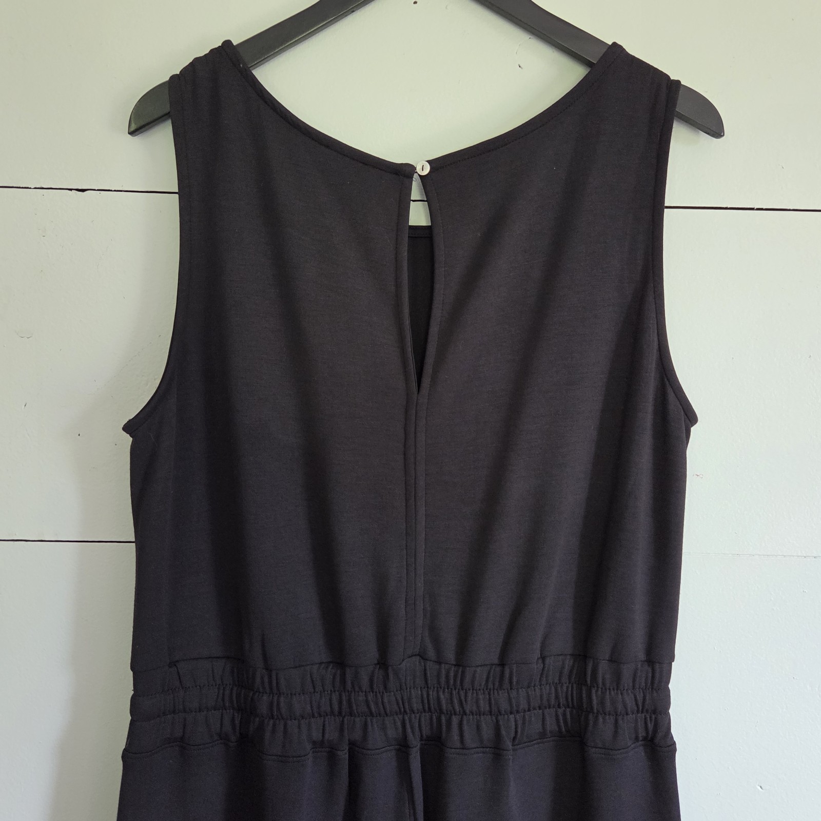 Nicole Miller New York Black Sleeveless Drawstring Wide-Leg Jumpsuit 1X
