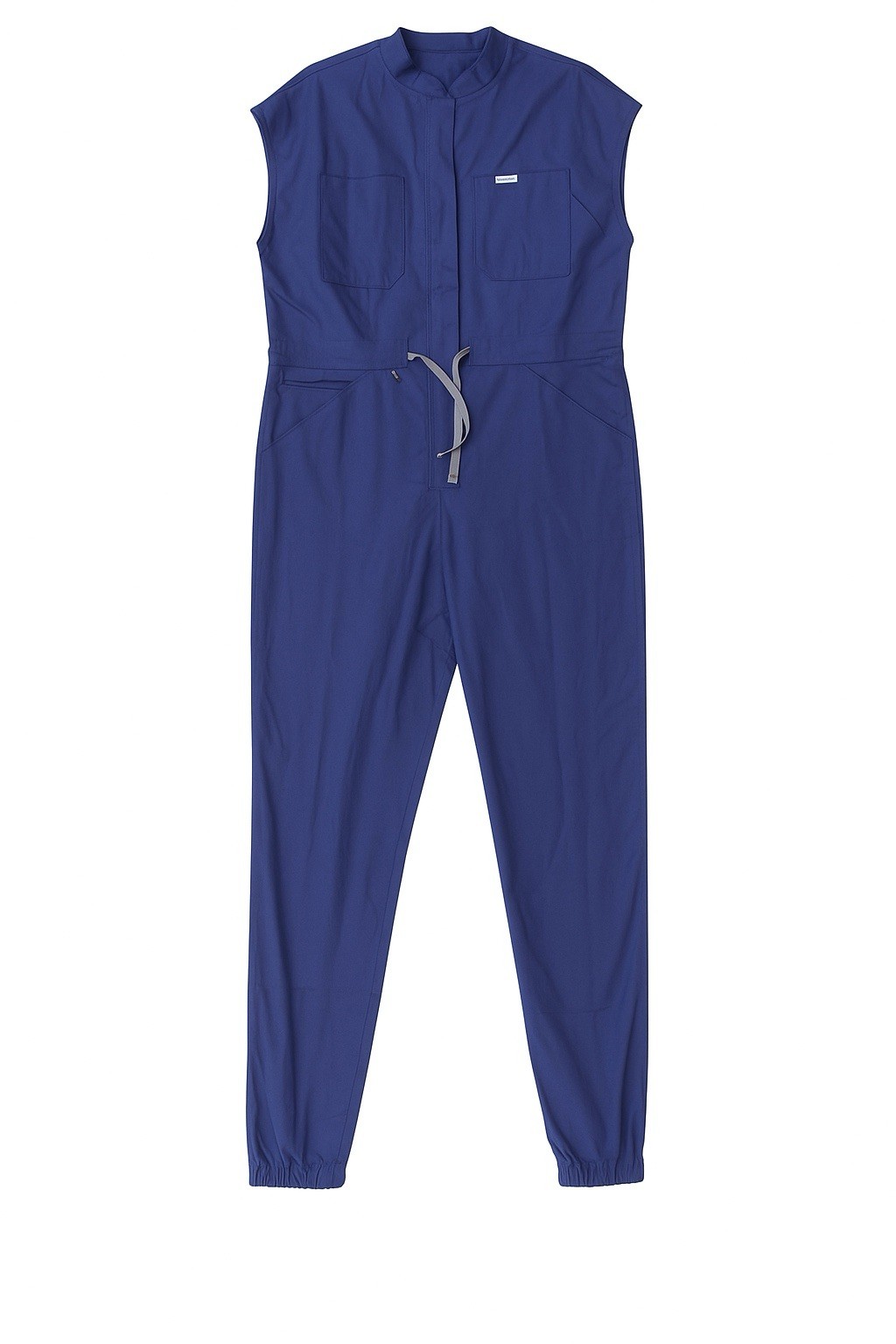 Unisex Navy Blue Work Jumpsuit Coverall with Pockets and Drawstring Waist