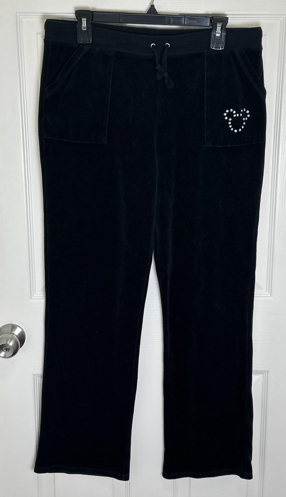 Disney Parks Velour Pants Rhinestone Mickey Mouse Pockets Drawstring Size Large