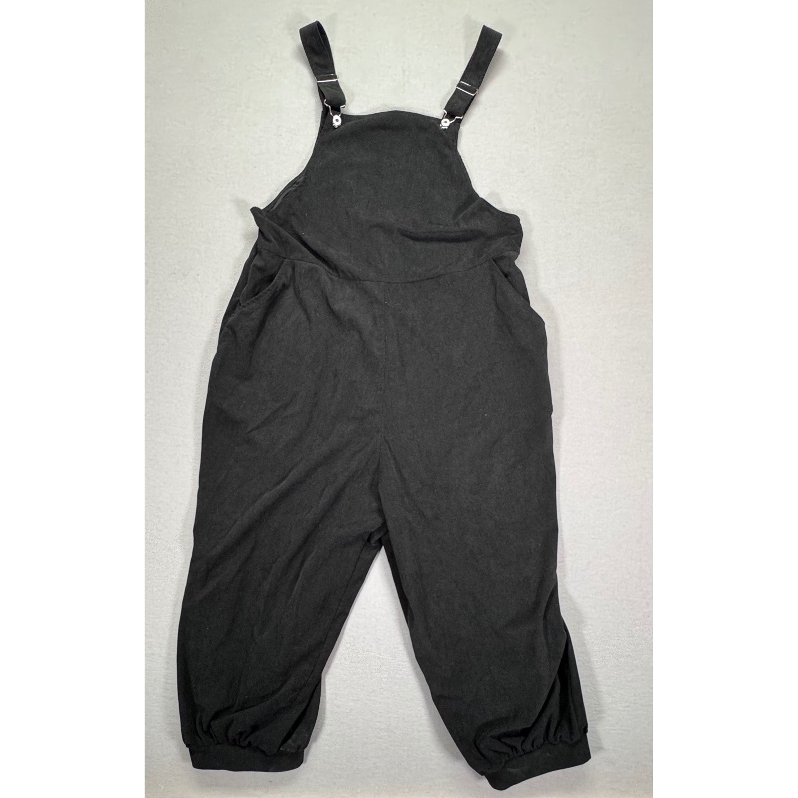Shein Womens Overalls Relaxed Black Corduroy Jogger Cuff 2XL