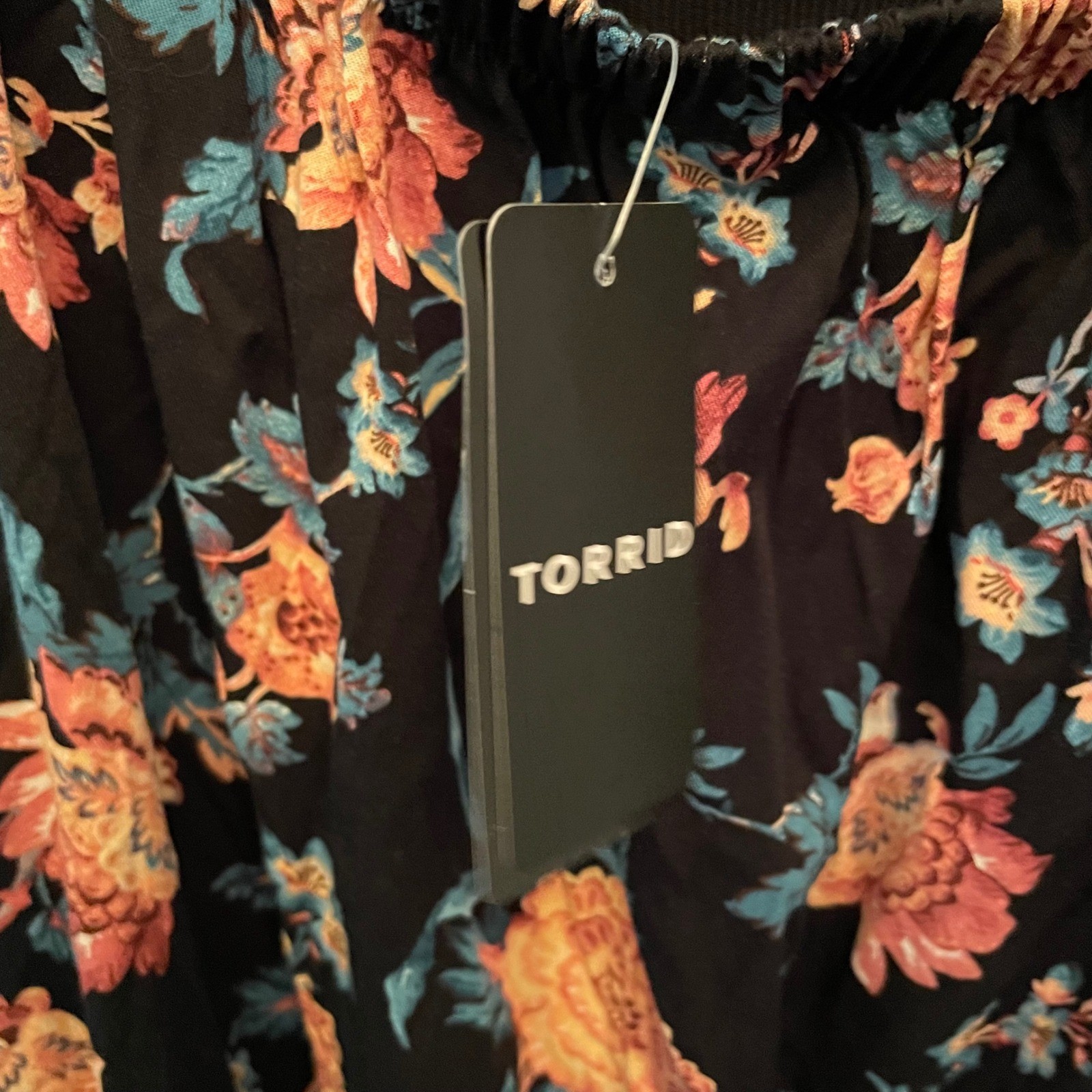 Torrid Stretch Challis Off The Shoulder Romper 3X Floral Deep Blooms NWT