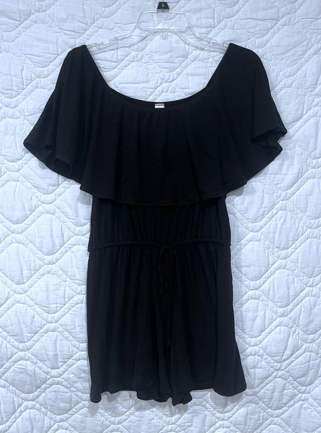 OLD NAVY Black Off-The-Shoulder Romper – Flutter Sleeves – Size Medium