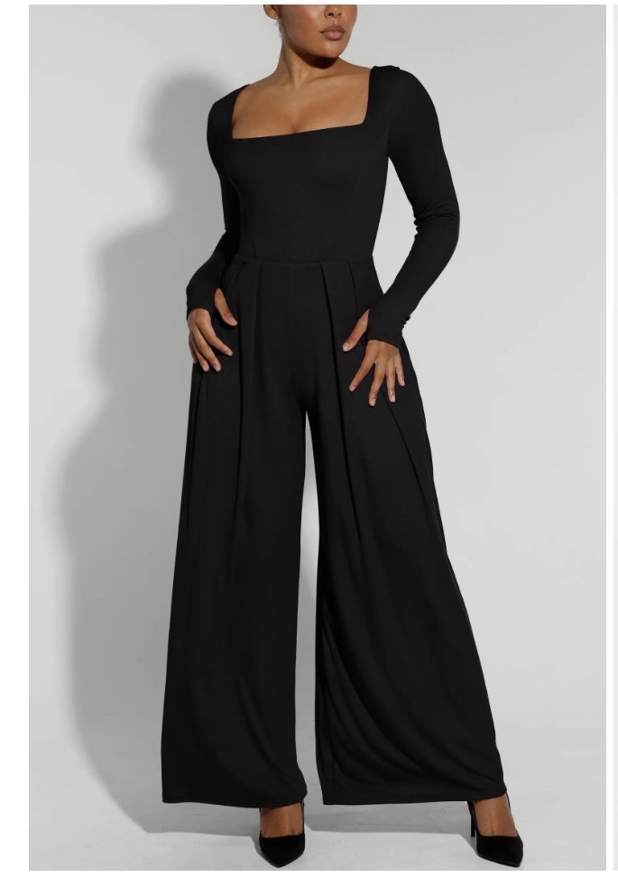 SHAPELLX AirSlim Square Neckline Built-In Shaping Jumpsuit Size S Black NWT