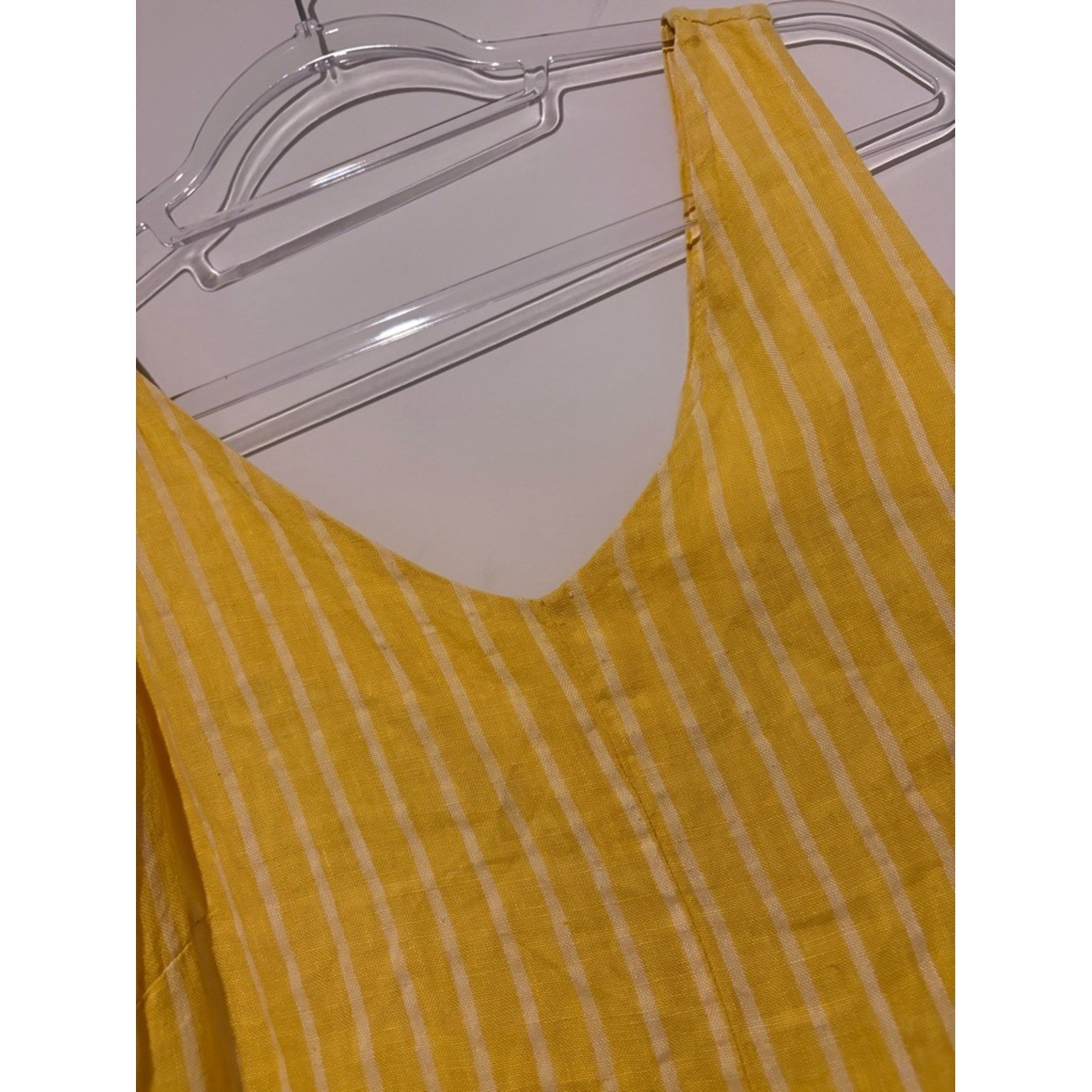 Lungo L’arno Boho Lagenlook pockets Wide Leg Jumpsuit Stripe yellow small