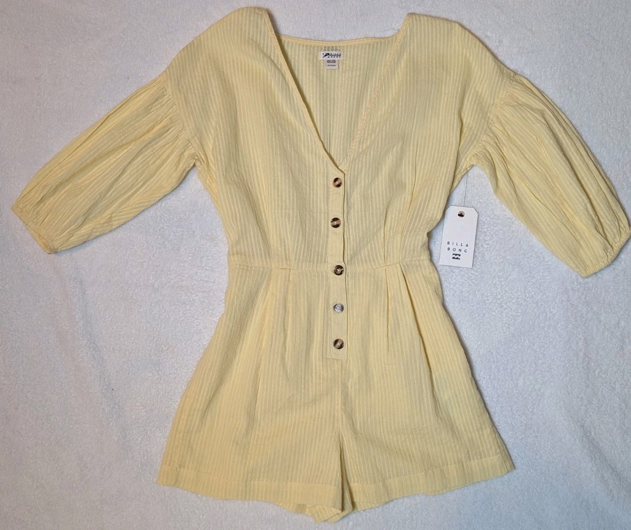 NWT BillaBong Shorts Romper Yellow Women’s XS Deep V-neck Half Sleeve