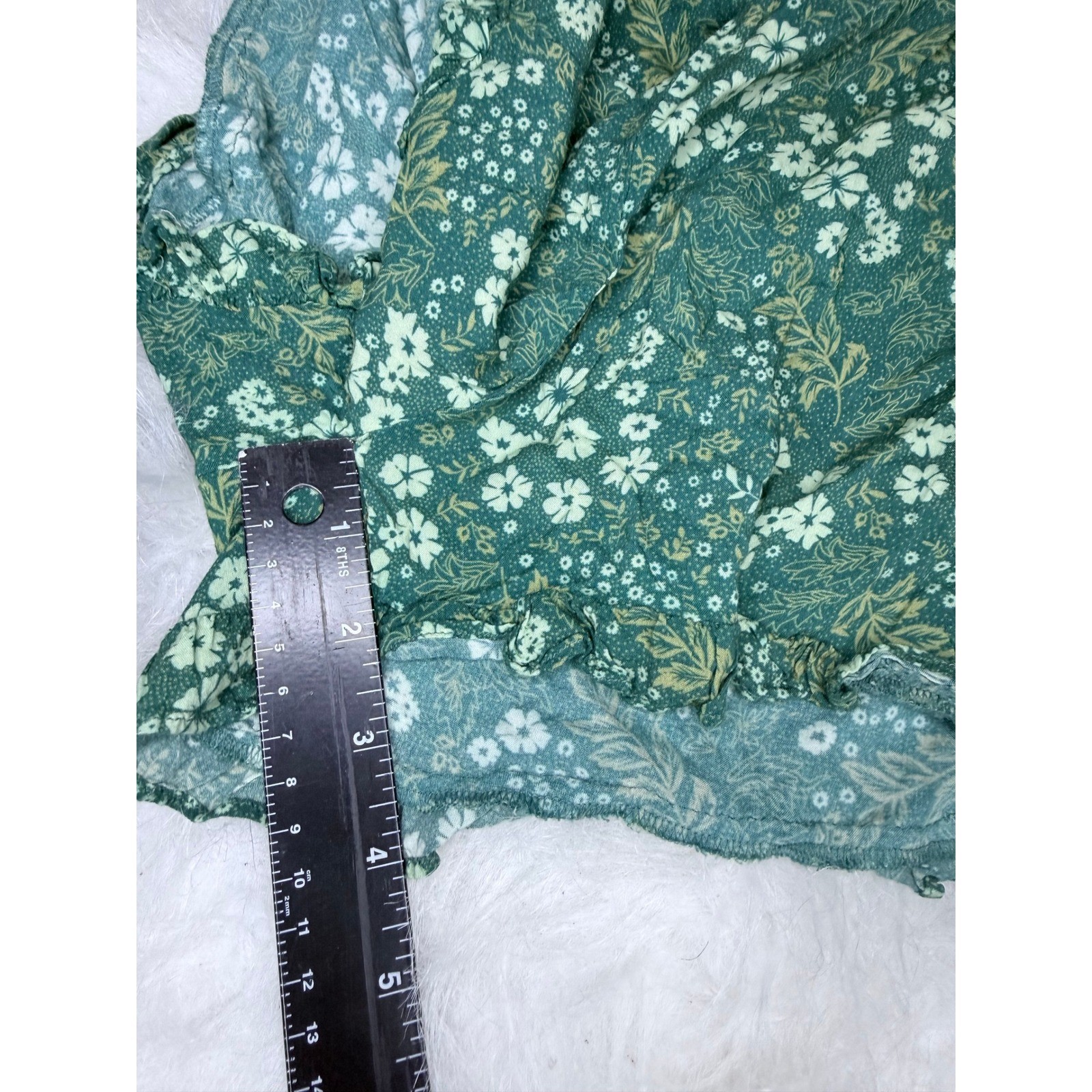 Urban Outfitters Green Floral Ruffle Hem Surplice Romper XS