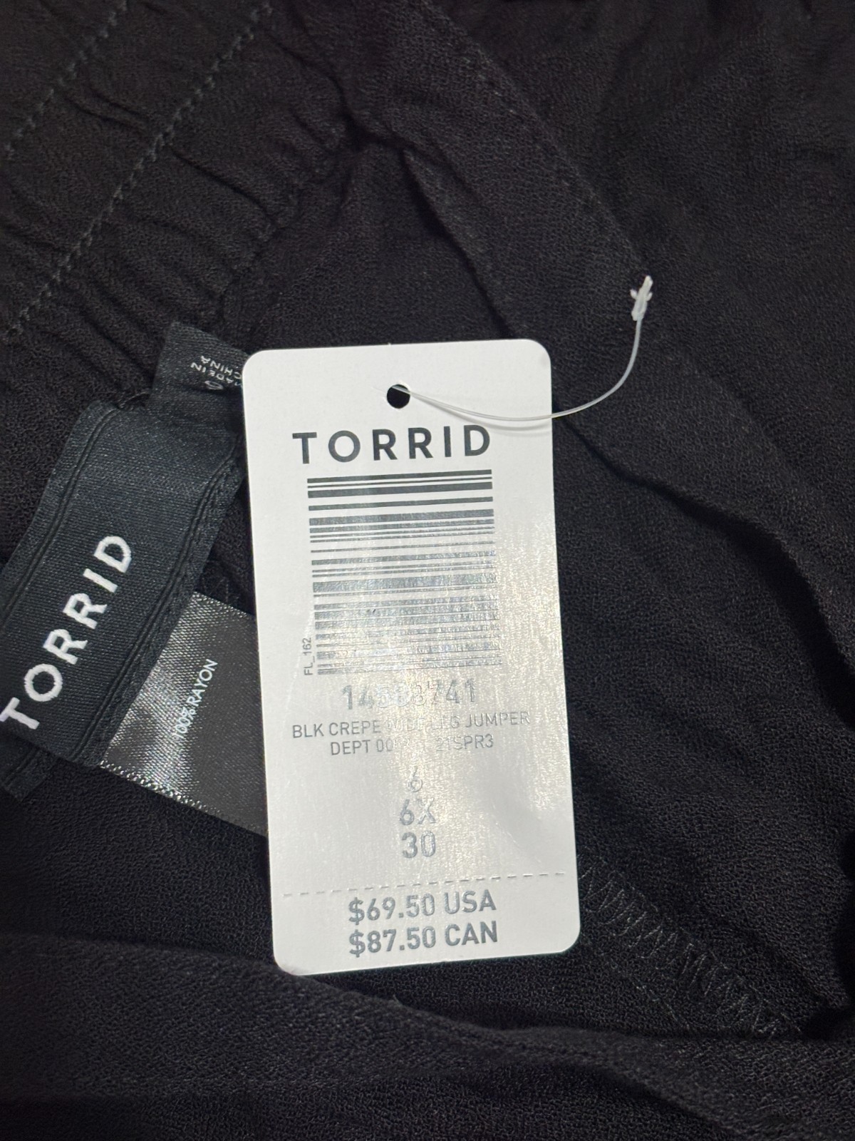 Torrid Womens Wide Leg Stretch Crepe Jumper Plus Size 6X Black Rayon NWT $70