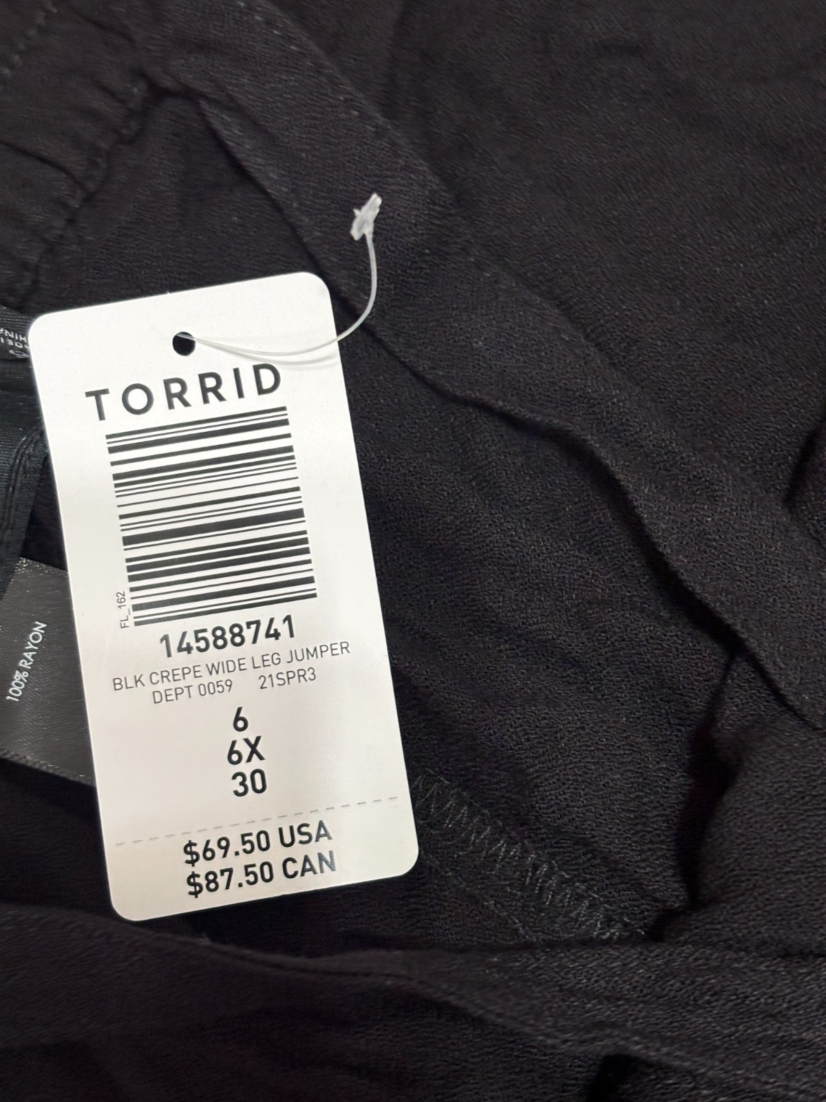 Torrid Womens Wide Leg Stretch Crepe Jumper Plus Size 6X Black Rayon NWT $70