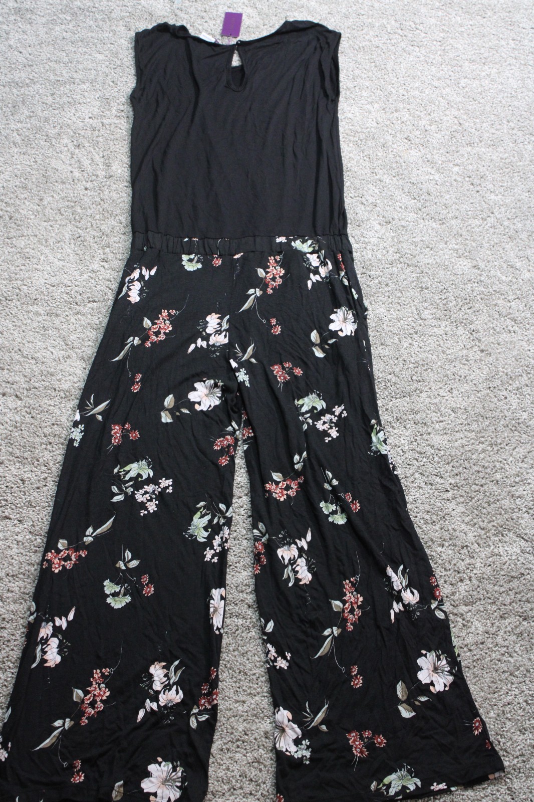 NWT Lascana Womens Jumper Size 10 Black/Floral Sleeveless Wide Leg