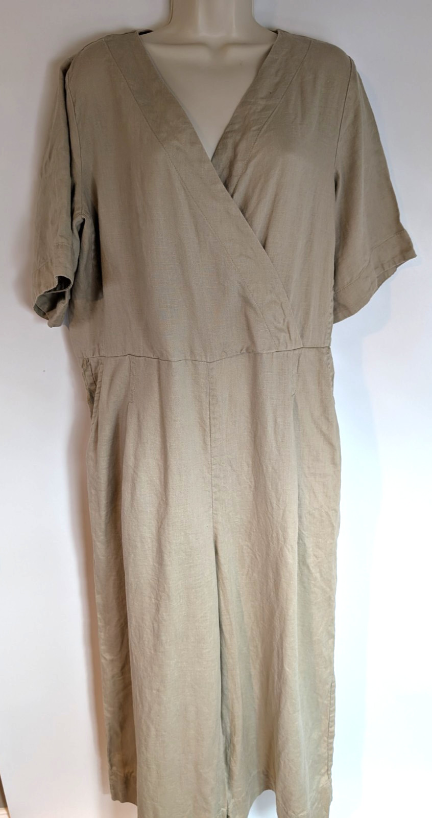 Everlane The Wrap Dress 100% European Flax Linen Sz 8 Indie Granola Cottagecore