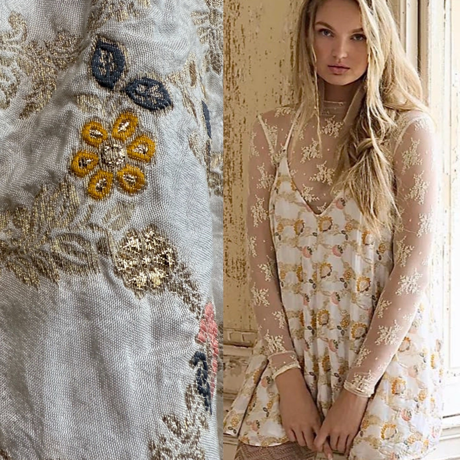 Free People romper floral embroidery one-piece playsuit jumpsuit XS